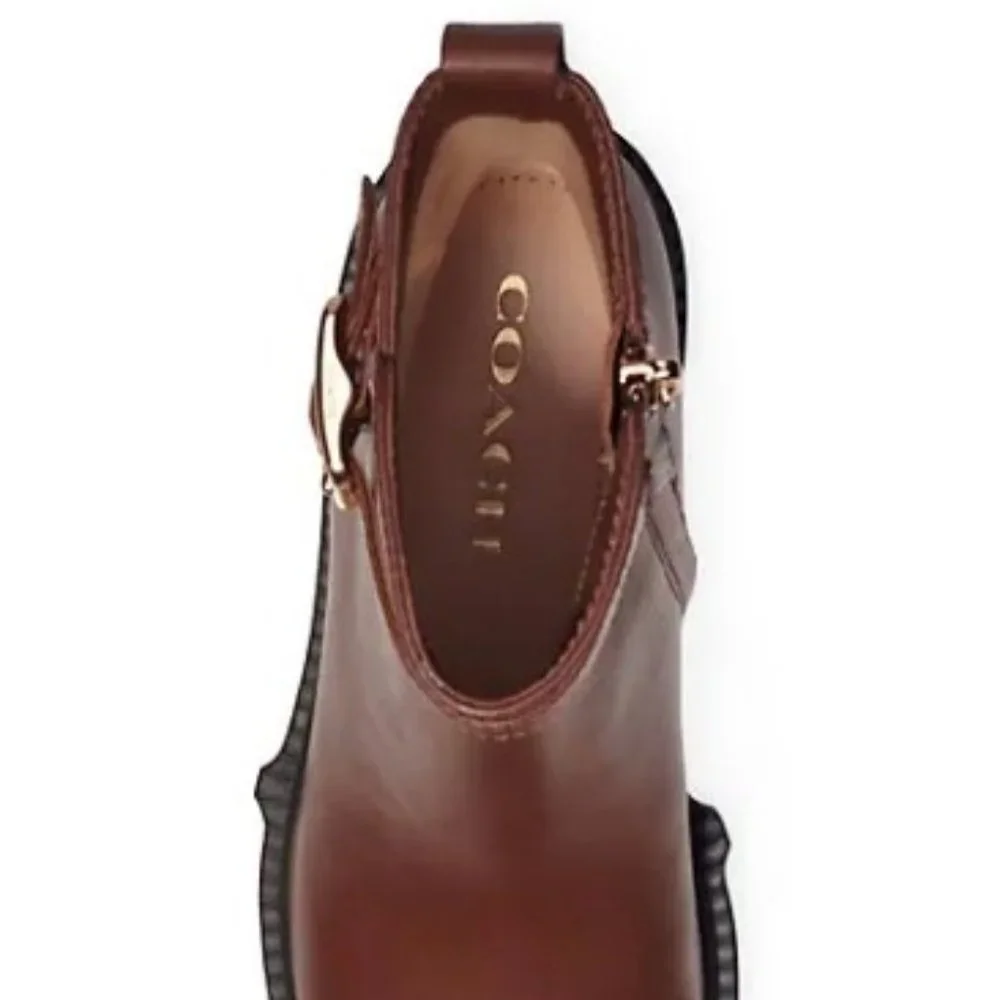 COACH Lacey Leather Lug-Sole Ankle Boots - Picture 4 of 6